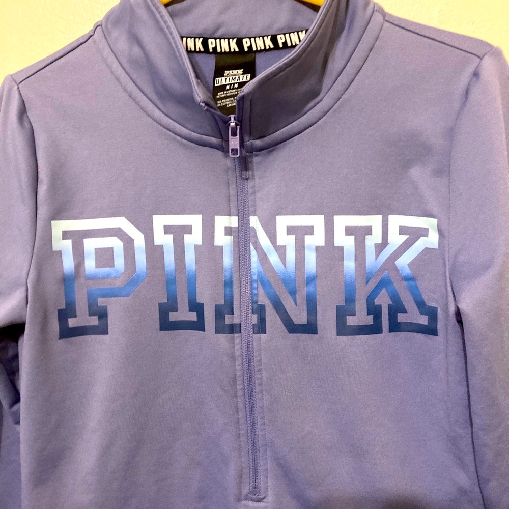 Victoria Secret Pink Ultimate Zip Fleece Pullovers Logo Size Medium
